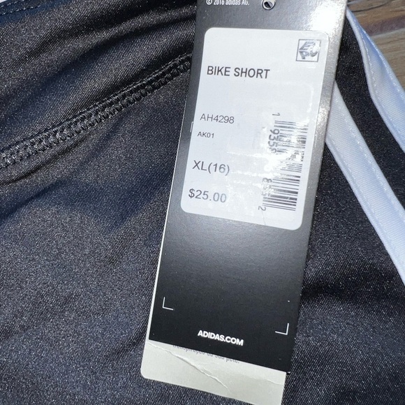 Nwt Girls Adidas Black White Climalite Elastic waist bike shorts XL 16 Stretch - Picture 6 of 10
